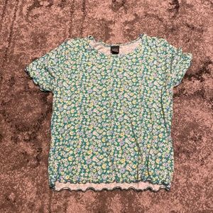 green floral print target brand, crop top, t-shirt